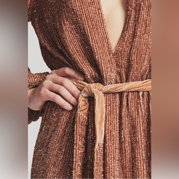 Retrofete Grace Sequin Mini Dress Bronze XS M - Picture 4 of 10